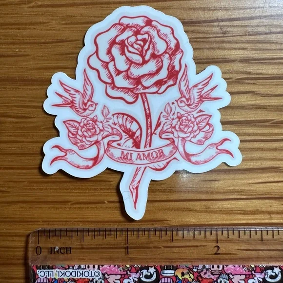Set of 3 handmade custome stickers featuring traditional flash tattoo-style ❤️🔥 - Picture 3 of 6